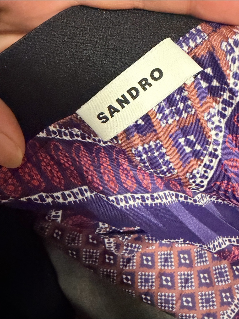 long printed pleated skirt (Jupe longue plissée imprimée)by sandro burgundy navy - Picture 5 of 6
